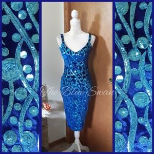 EUC Tatyana Blue Moon Velvet Sequin Dress XS